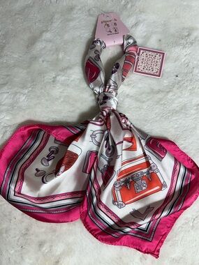 Piper K pink travel themed scarf